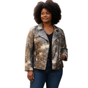 Chico's Stylish Women's Gold  Metallic Jacket Size 3 (USA 16/ XL)